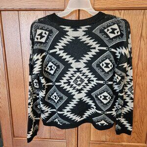 Southwestern Chic: Black and White Geometric Sweater